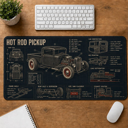Hot Rod Pickup Hot Rod Technical Guide Desk Mat | 5To9Vibe