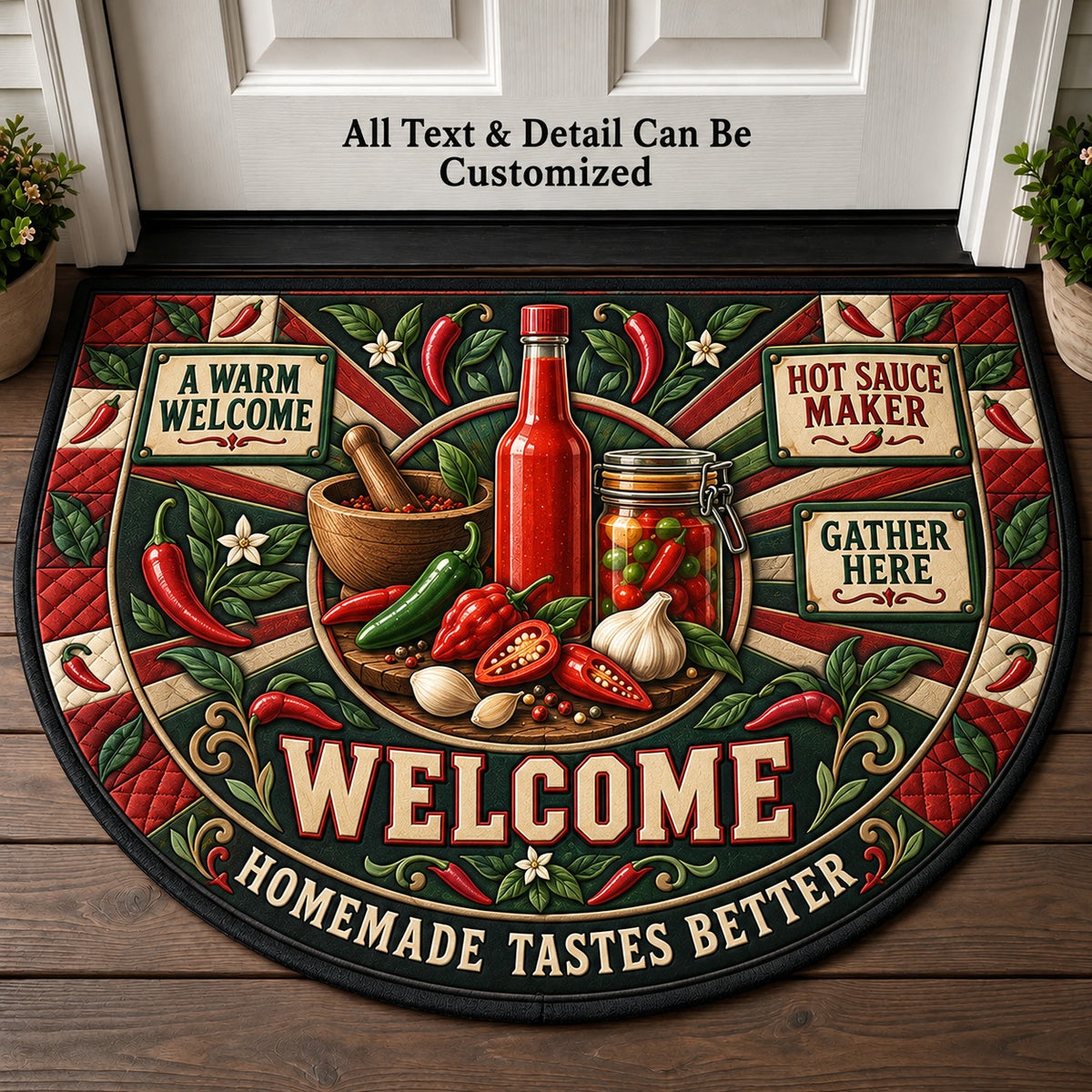 Hot Sauce Maker Personalized Half Round Mat | 5To9Vibe