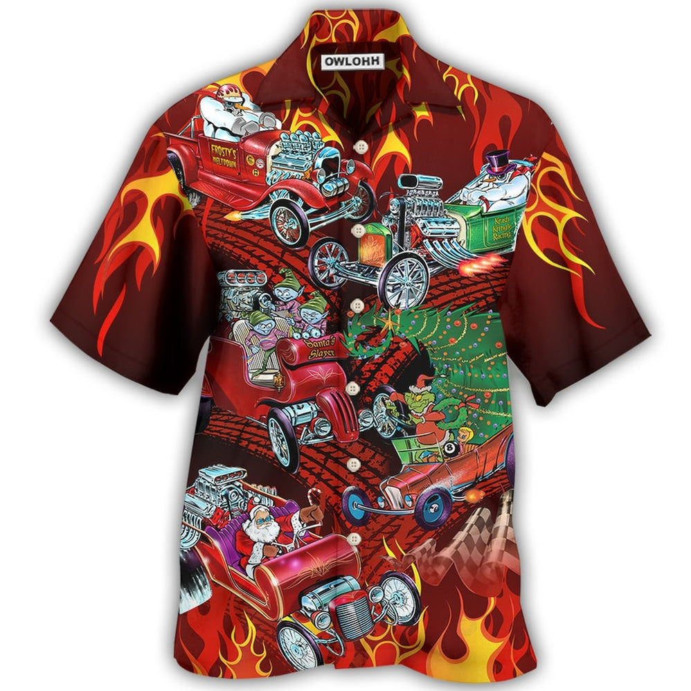 Hawaiian Shirt / Adults / S Hot Rod Merry Christmas Red Style - Hawaiian Shirt 