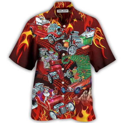 Hawaiian Shirt / Adults / S Hot Rod Merry Christmas Red Style - Hawaiian Shirt 