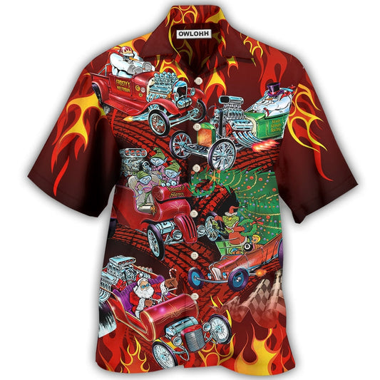 Hawaiian Shirt / Adults / S Hot Rod Merry Christmas Red Style - Hawaiian Shirt 