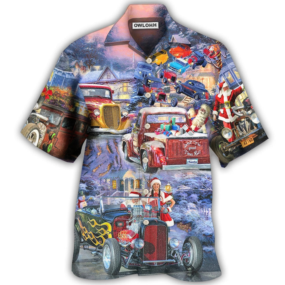 Hawaiian Shirt / Adults / S Hot Rod Merry Christmas Snow - Hawaiian Shirt 