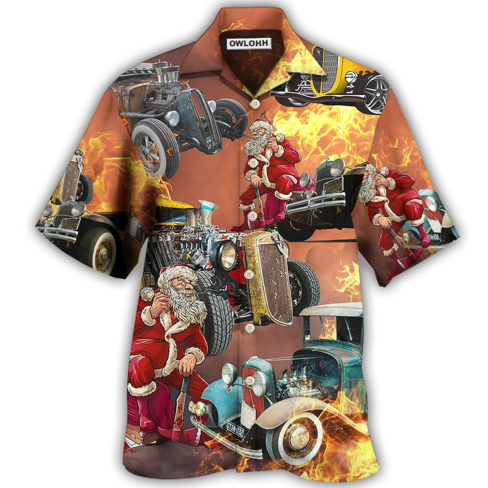 Hawaiian Shirt / Adults / S Hot Rod Santa's Hot Rod Is On Fire - Hawaiian Shirt 