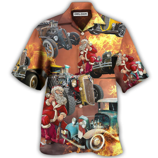 Hawaiian Shirt / Adults / S Hot Rod Santa's Hot Rod Is On Fire - Hawaiian Shirt 