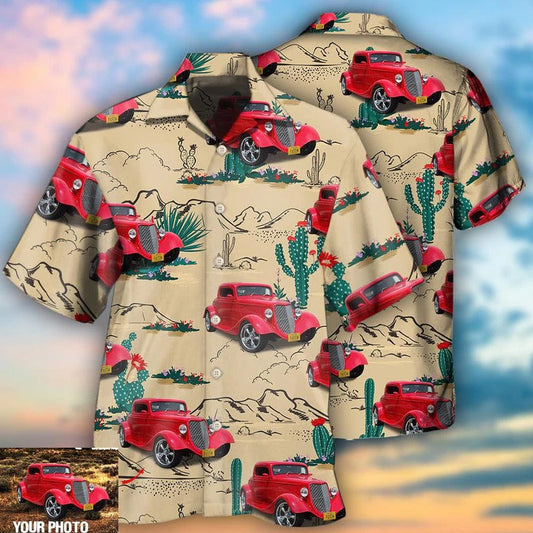 Hot Rod On The Desert Basic Style Custom Photo - Hawaiian Shirt 