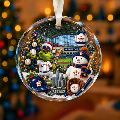Adorno de vidrio de béisbol, 3 unidades con caja de regalo, equipo de béisbol de Navidad - Adorno de vidrio