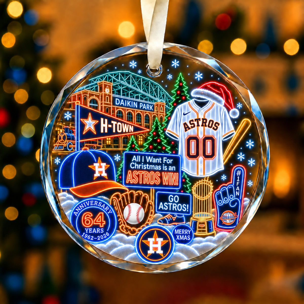 Adorno de vidrio de béisbol, 3 unidades con caja de regalo, equipo de béisbol de Navidad - Adorno de vidrio