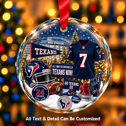 Houston Texans Jersey Snow Globe Glass Ornament
