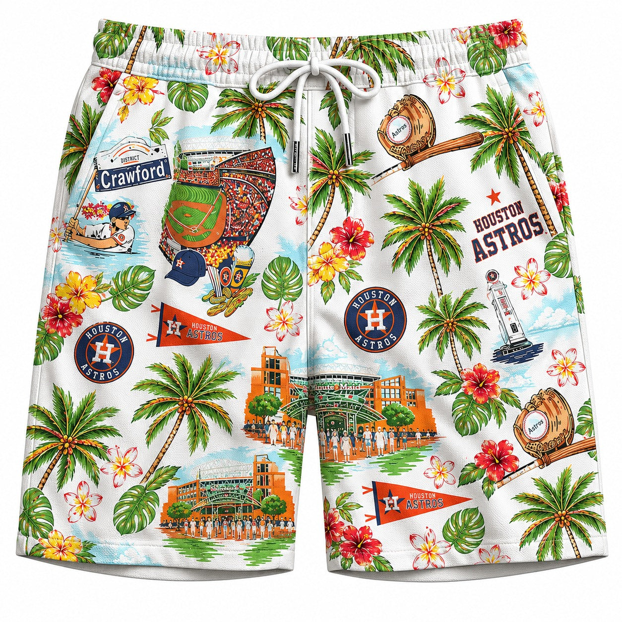 CC Baseball Teams Scenic Pattern Button-Up Unisex Hawaiian Shirt For Men and Women