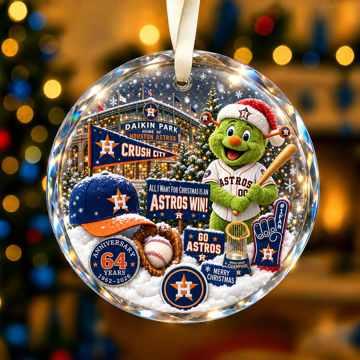 All Baseball Teams Christmas Snow Vibe Round Glass Ornament  With Red Gift Box | 5to9vibe
