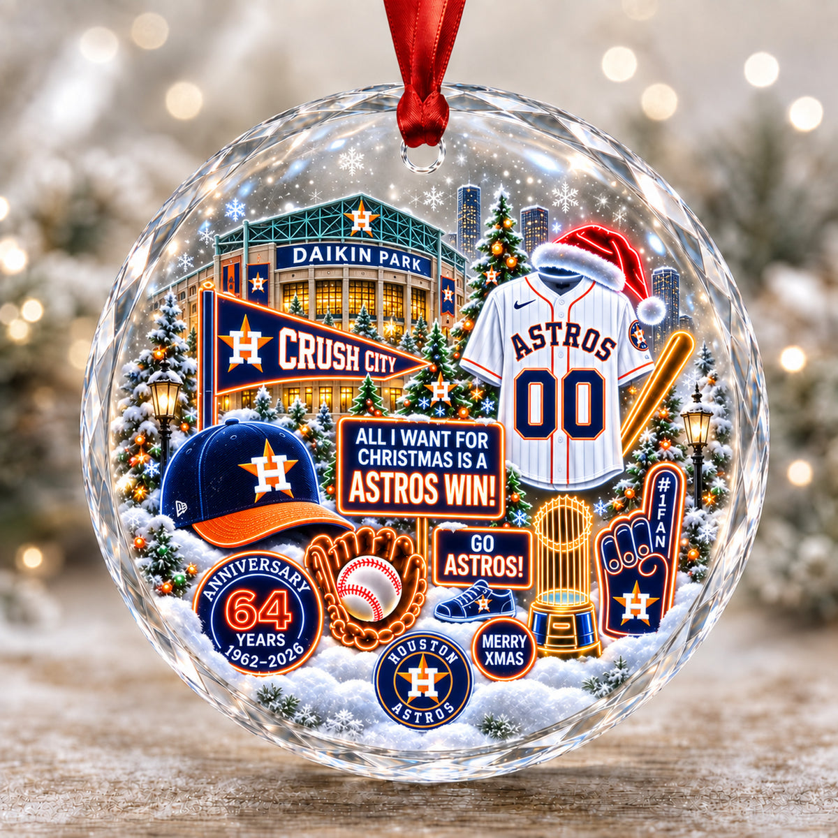 Adorno de vidrio de béisbol, 3 unidades con caja de regalo, equipo de béisbol de Navidad - Adorno de vidrio