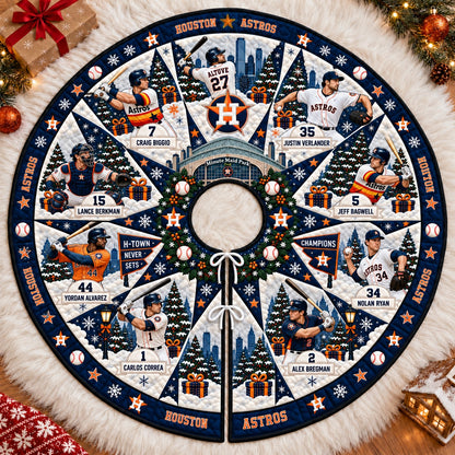 All Baseball Teams Vintage Players & Stadium Holiday Quilt Christmas Skirt Tree for Baseball Fans - 5To9Vibe