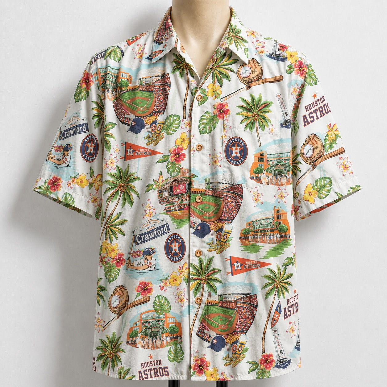 CC Baseball Teams Scenic Pattern Button-Up Unisex Hawaiian Shirt For Men and Women