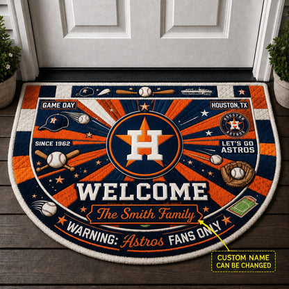 Official-Inspired Baseball Fan Custom Quilted Print Premium Welcome Mat Washable Black Border – Personalized Baseball Doormat
