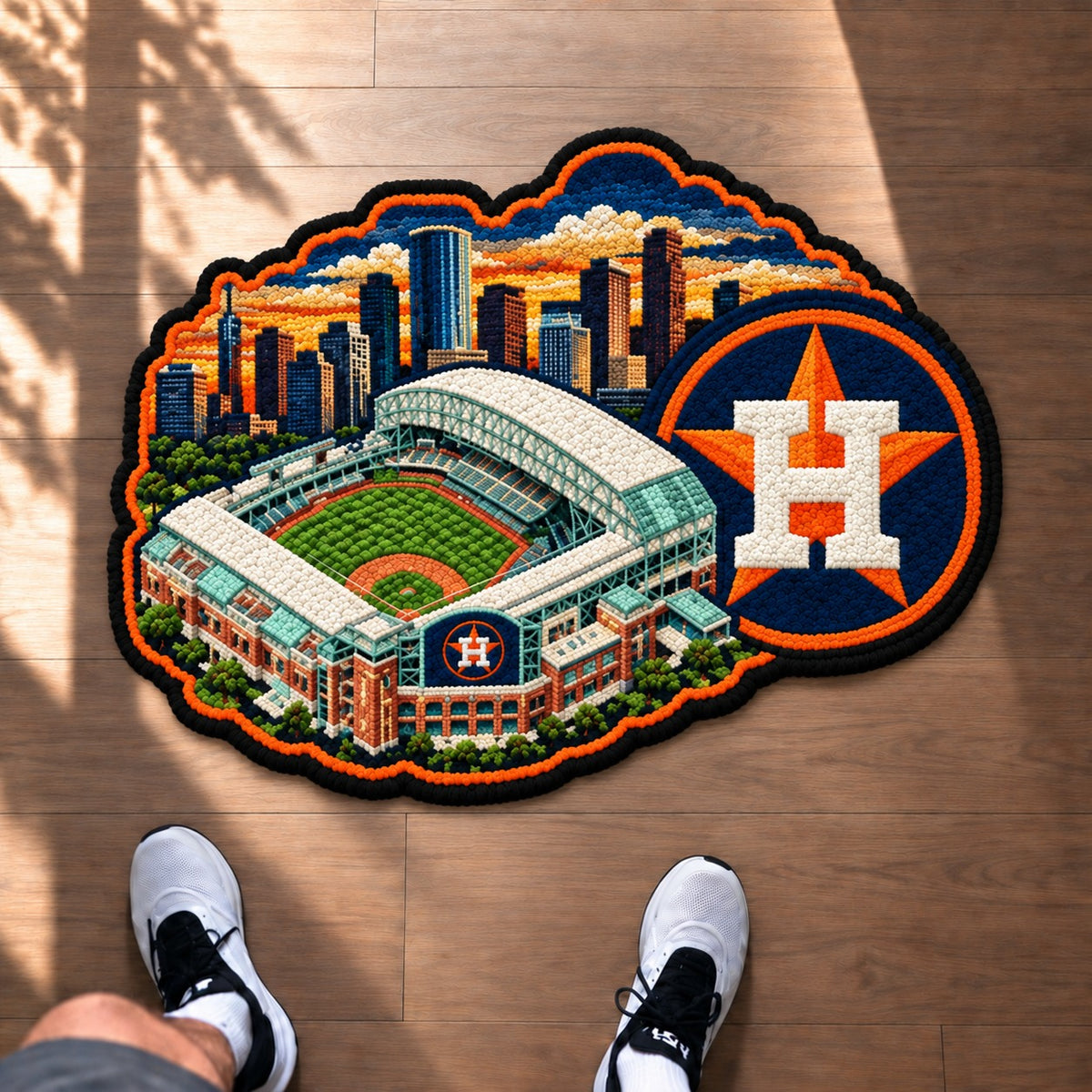 All Baseball Teams Logo Stadium Area Baseball Fan Custom Shape Rug Print Premium Welcome Mat Washable Black Border Personalized Baseball Custom Shape Rug