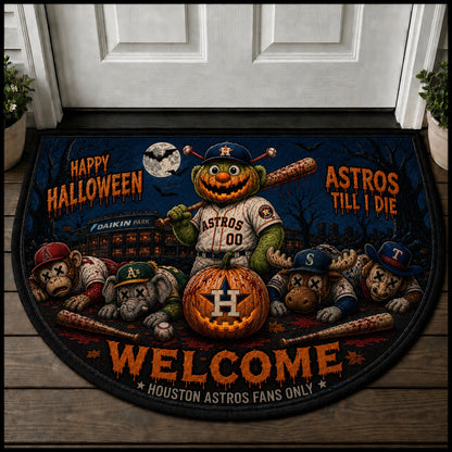 Baseball Halloween All Teams Custom Quilted Print Premium Welcome Mat – Personalized Baseball Doormat