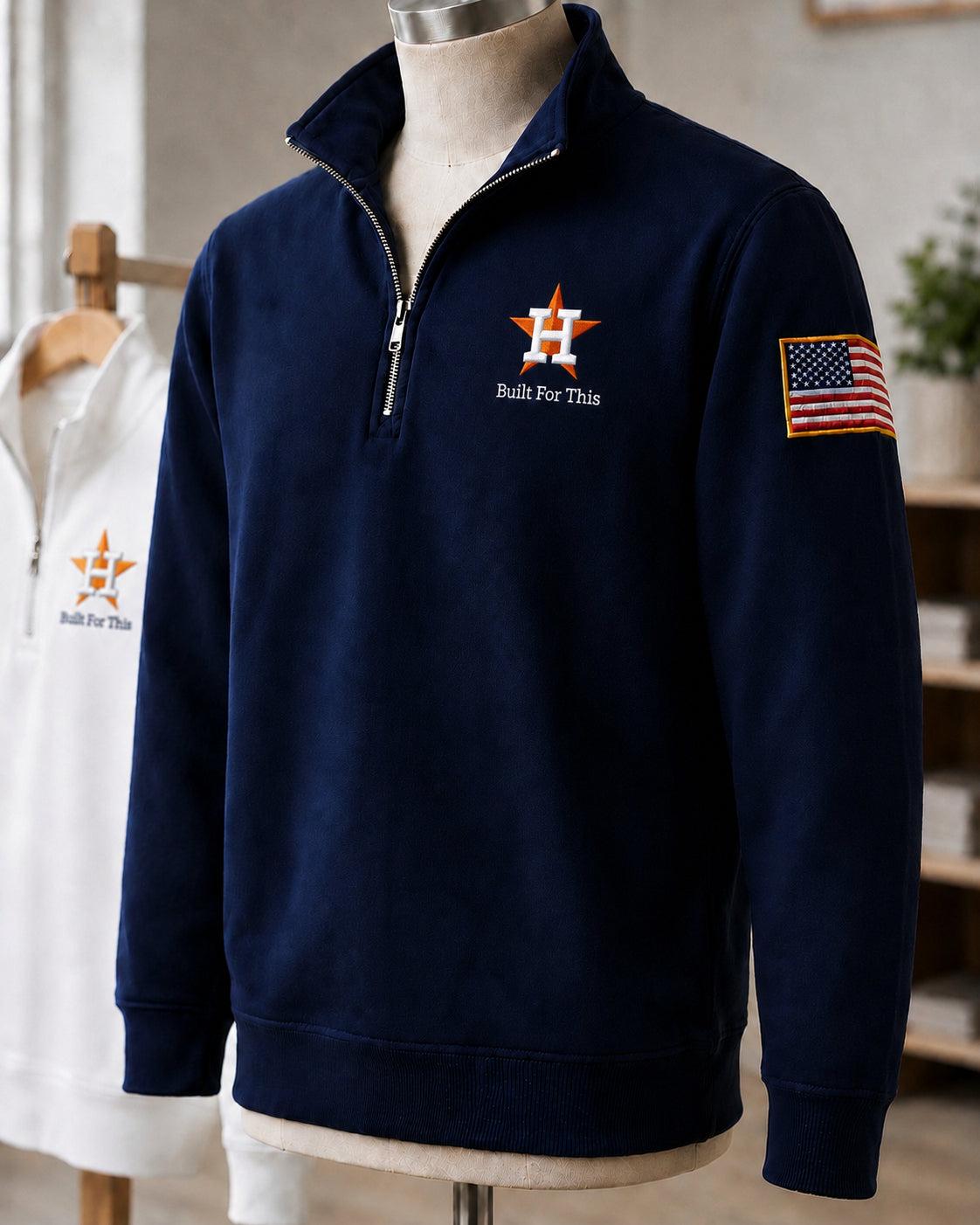 All Baseball Teams Embroidered Logo and Us Flag Premium Quarter Zip Sweatshirt, Inspired Quarter Zip Sweater, Unisex Baseball Sweatshirt