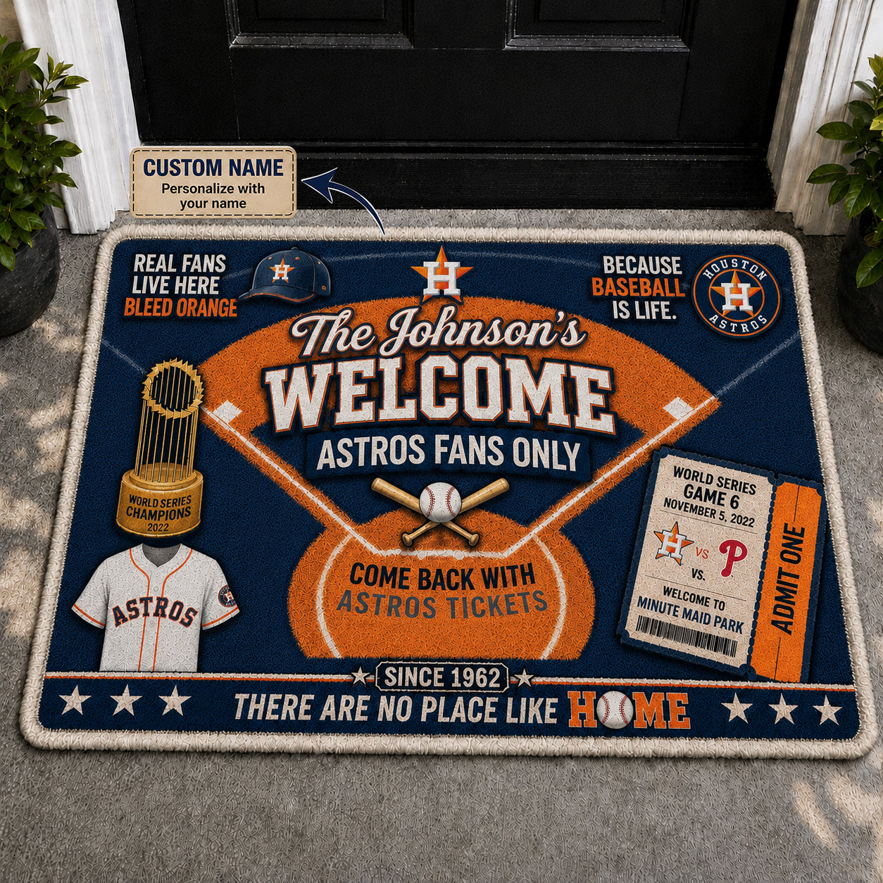 Alfombra personalizada de bienvenida premium de equipo de la MLB – Felpudo de béisbol personalizado
