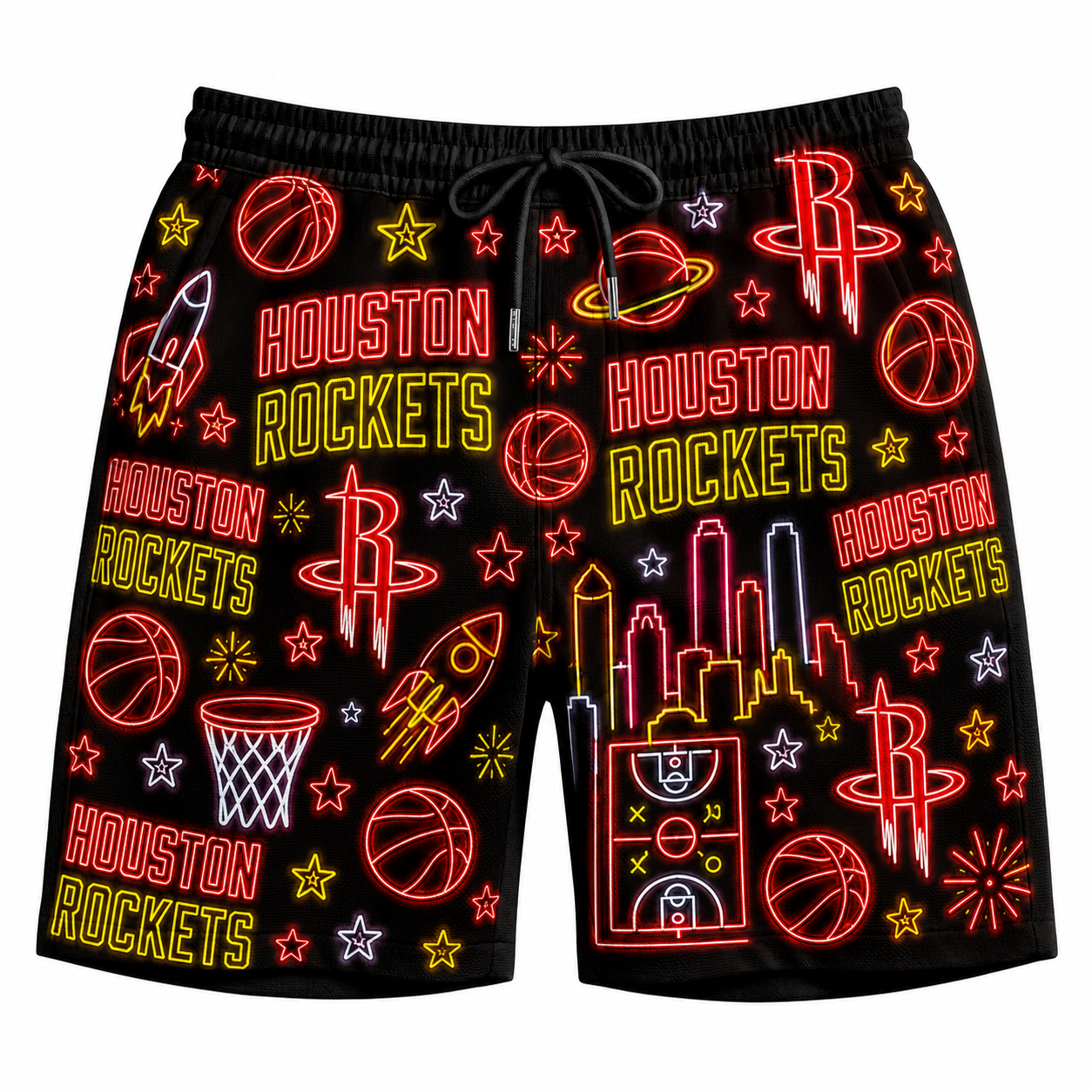 All Basketball Teams Neon Pattern Vibe Summer Party Button-Up Unisex Hawaiian Shirt For Men and Women