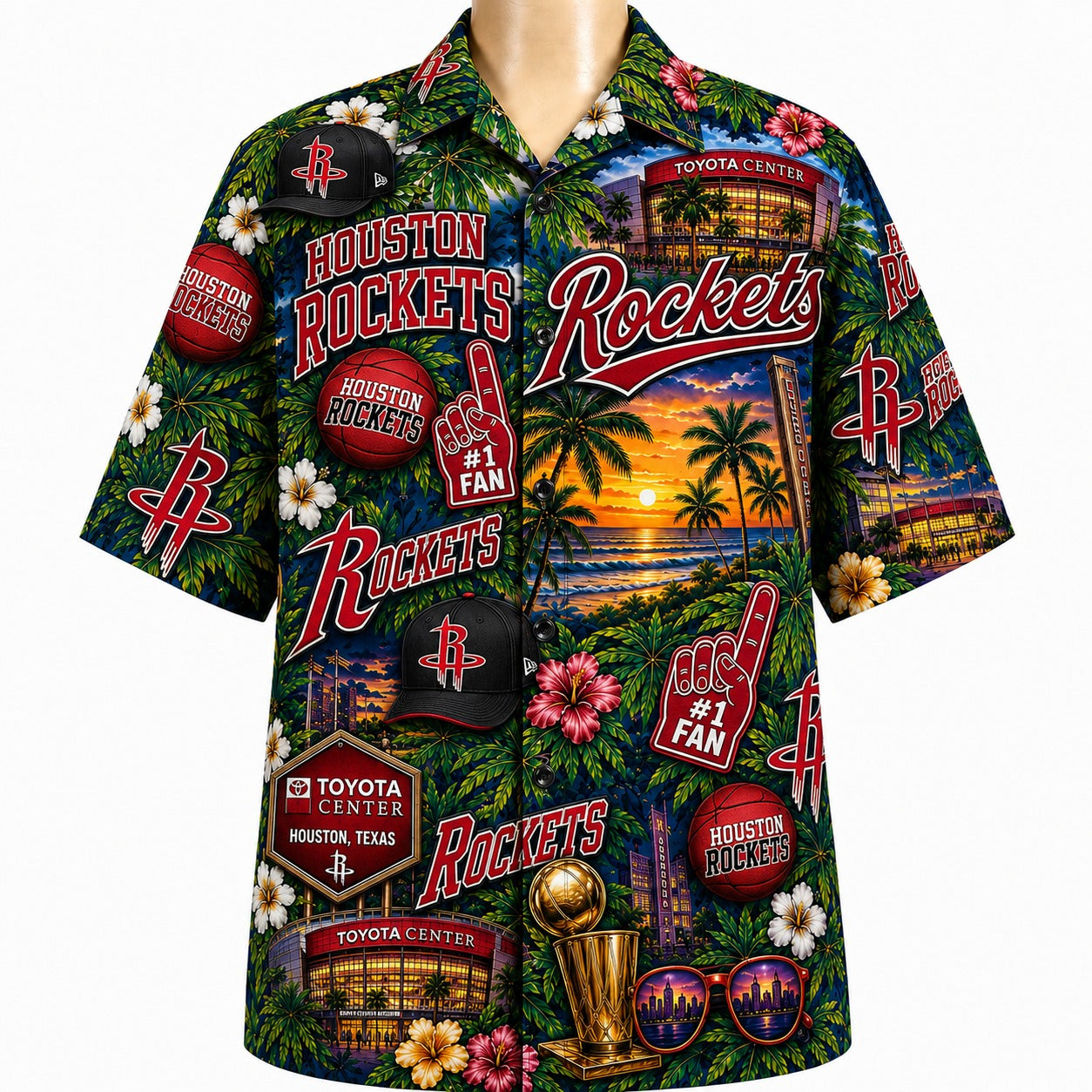 All Basketball Teams Tropical Sunset Paradise Pattern Vibe Summer Party Button-Up Unisex Hawaiian Shirt For Men and Women
