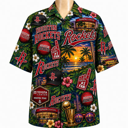 All Basketball Teams Tropical Sunset Paradise Pattern Vibe Summer Party Button-Up Unisex Hawaiian Shirt For Men and Women
