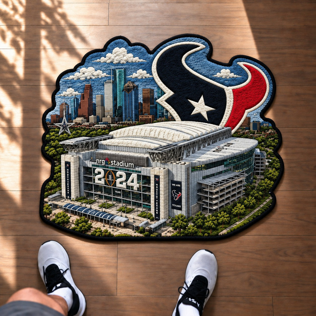 All Football Teams Logo Stadium Area Baseball Fan Custom Shape Rug Print Premium Welcome Mat Washable Black Border Personalized Football Custom Shape Rug