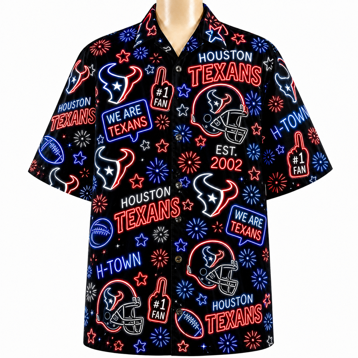 All Football Teams Neon Vibe Summer Button-Up Unisex Hawaiian Shirt For Men and Women