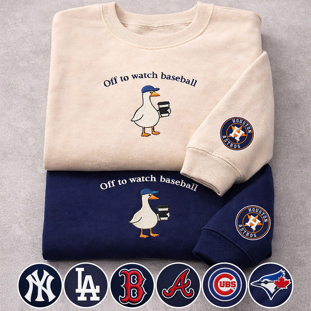 Off to watch Baseball Embroidered Logo Premium Quarter Zip Sweatshirt, Unisex Football Sweatshirt