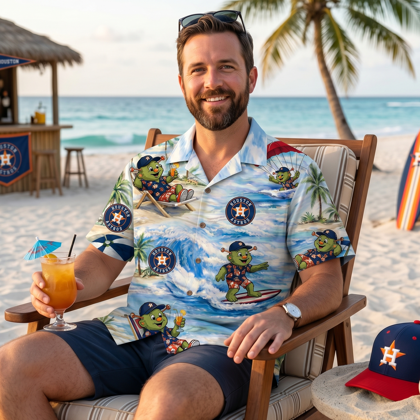 HA Baseball Mascot Beach Viber Button-Up Unisex Hawaiian Shirt For Men & Women