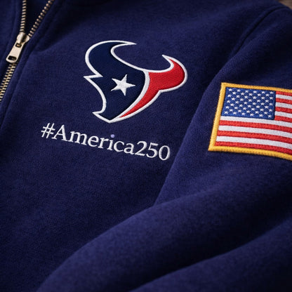 Football Logo America 250 Anniversary Embroidered Logo Premium Quarter Zip Sweatshirt, Inspired Quarter Zip Sweater