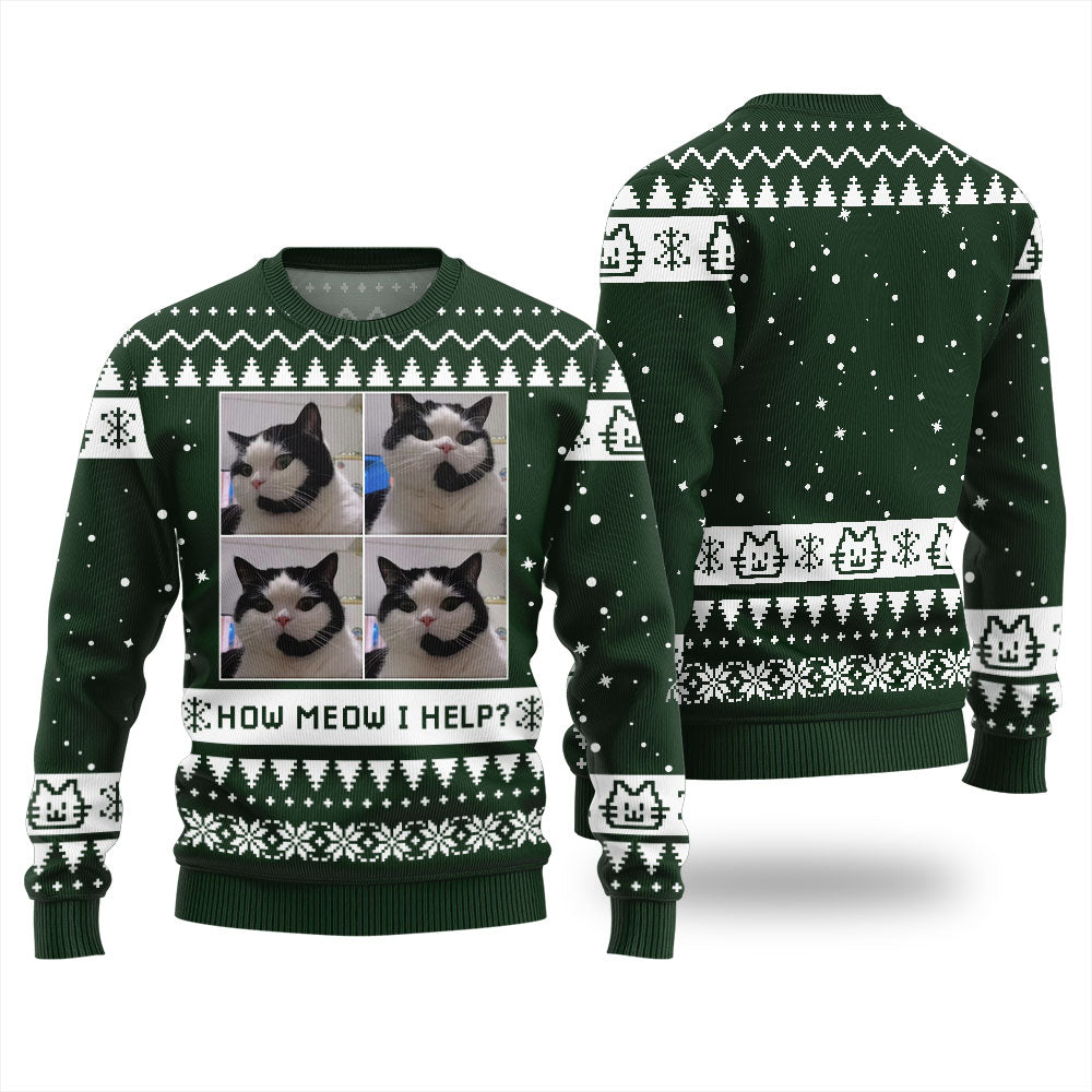 How Meow I Help Cat Ugly Christmas Sweater