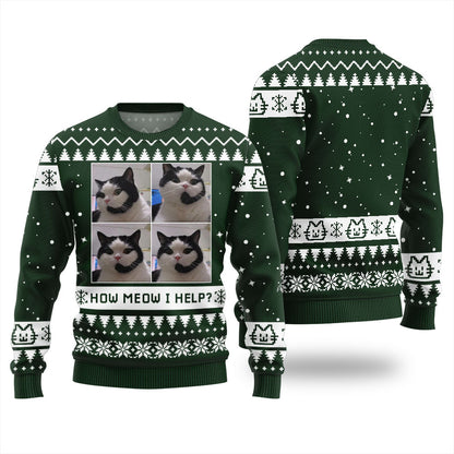How Meow I Help Cat Ugly Christmas Sweater