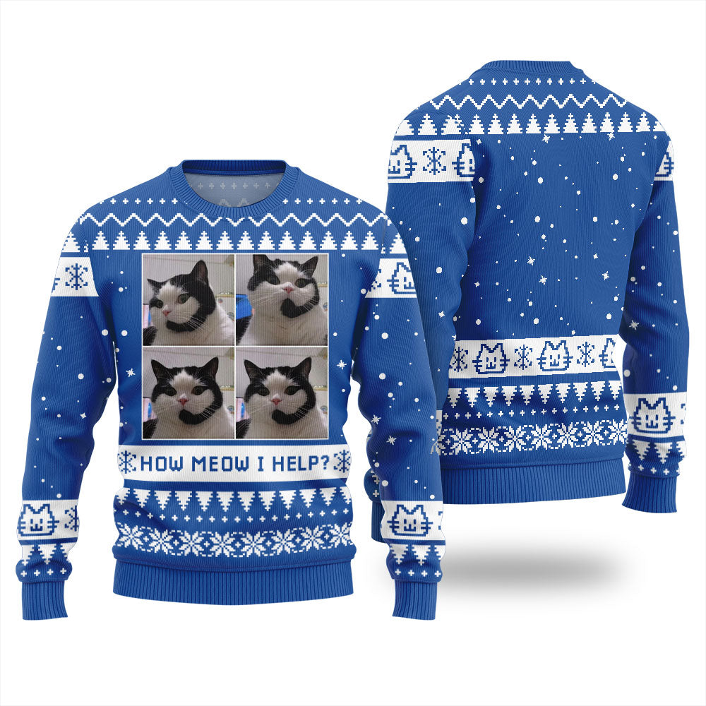 How Meow I Help Cat Ugly Christmas Sweater