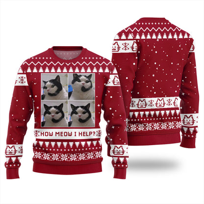 How Meow I Help Cat Ugly Christmas Sweater
