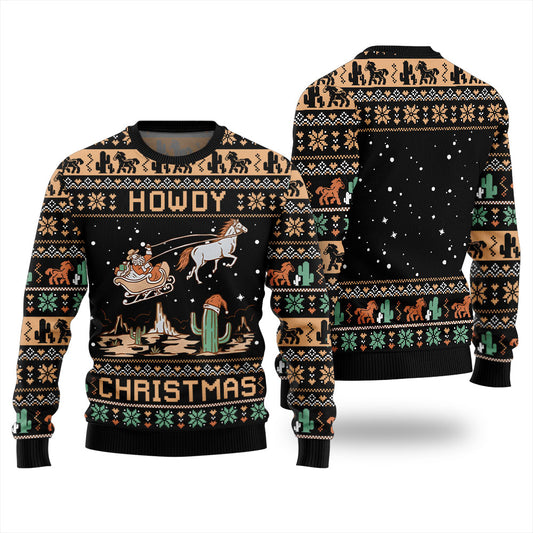 Howdy Christmas Santa Claus Funny Christmas Pullover Black