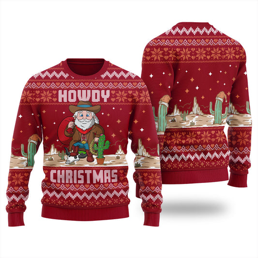 Howdy Cowboy Santa Claus Men's Ugly Christmas Sweater