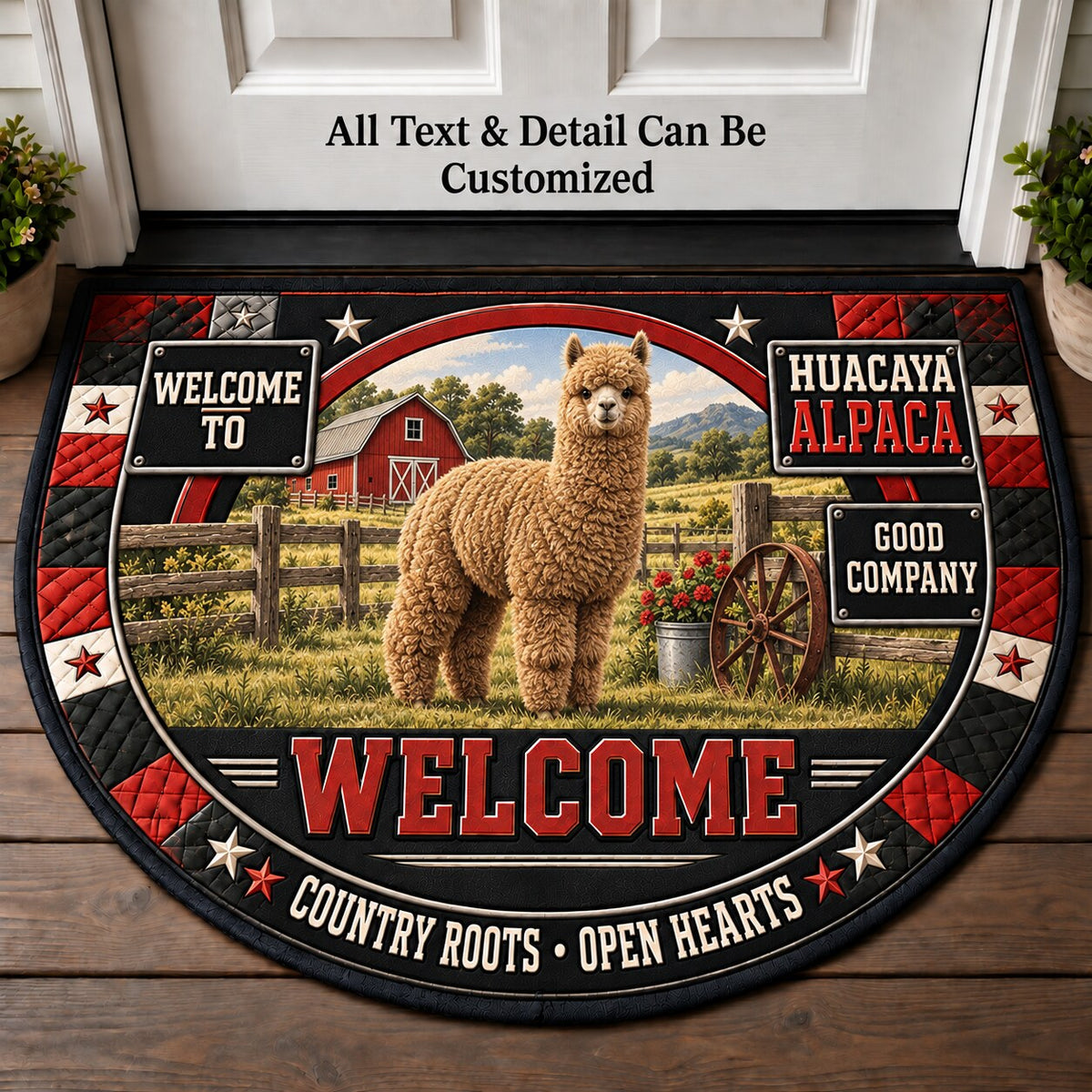 Huacaya Alpaca Personalized Half Round Mat | 5To9Vibe