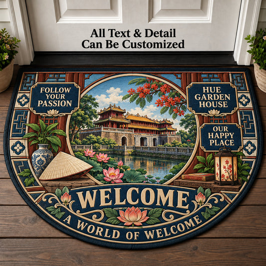 Hue Garden House Personalized Half Round Mat | 5To9Vibe