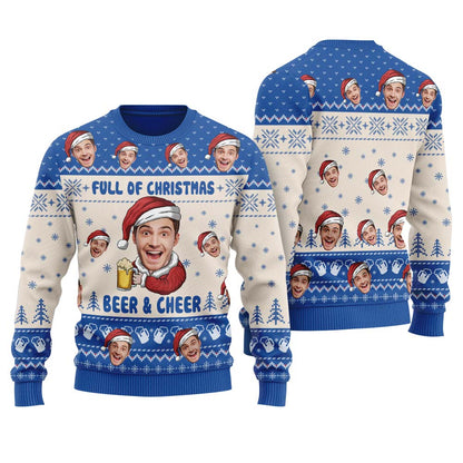 Humorous Beer And Cheer Custom Ugly Christmas Sweater