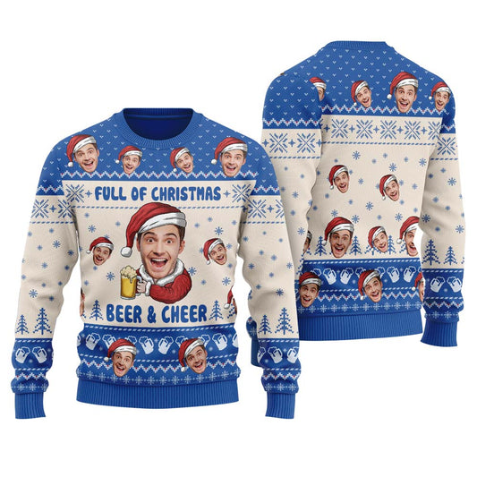 Humorous Beer And Cheer Custom Ugly Christmas Sweater