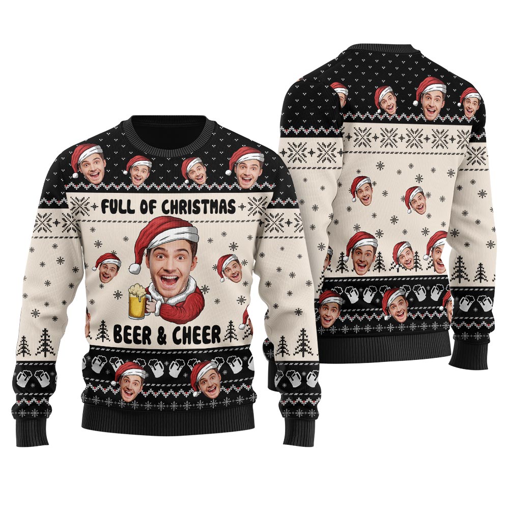 Humorous Beer And Cheer Custom Ugly Christmas Sweater