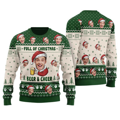 Humorous Beer And Cheer Custom Ugly Christmas Sweater