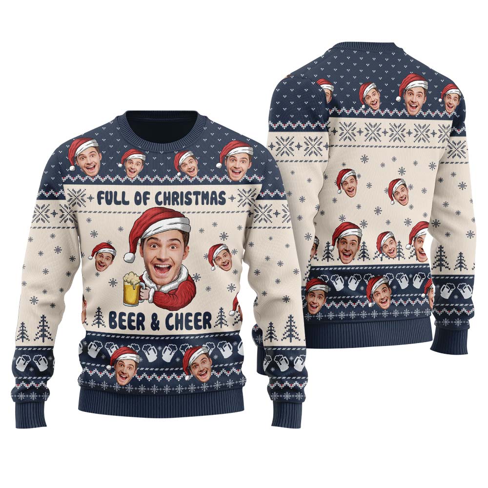Humorous Beer And Cheer Custom Ugly Christmas Sweater