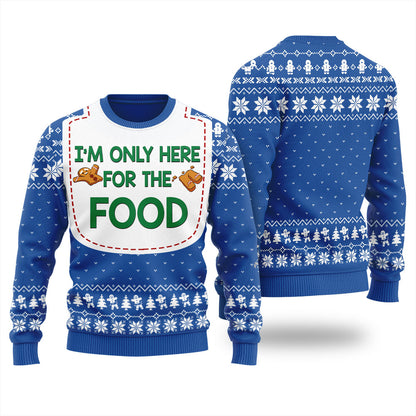 Humorous I'm Only Here For The Food Ugly Thanksgiving Sweater For Men