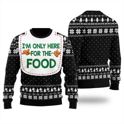 Humorous I'm Only Here For The Food Ugly Thanksgiving Sweater For Men
