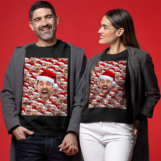 Humorous Personalized Ugly Christmas Sweater With Multiple Faces