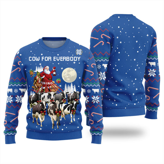 Humorous Santa Cow Ugly Christmas Sweater Royal