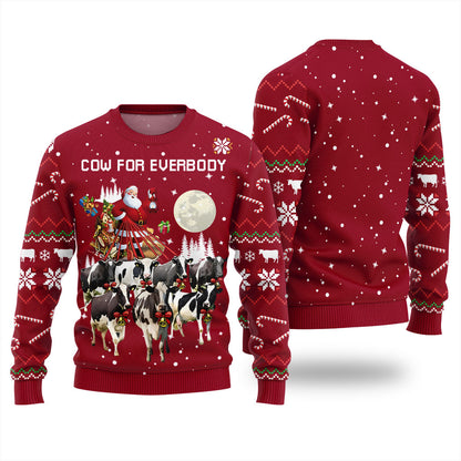 Humorous Santa Cow Ugly Sweater Red