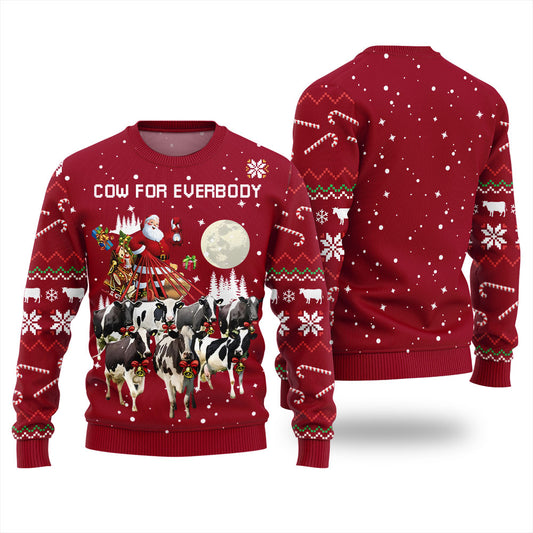 Humorous Santa Cow Ugly Sweater Red