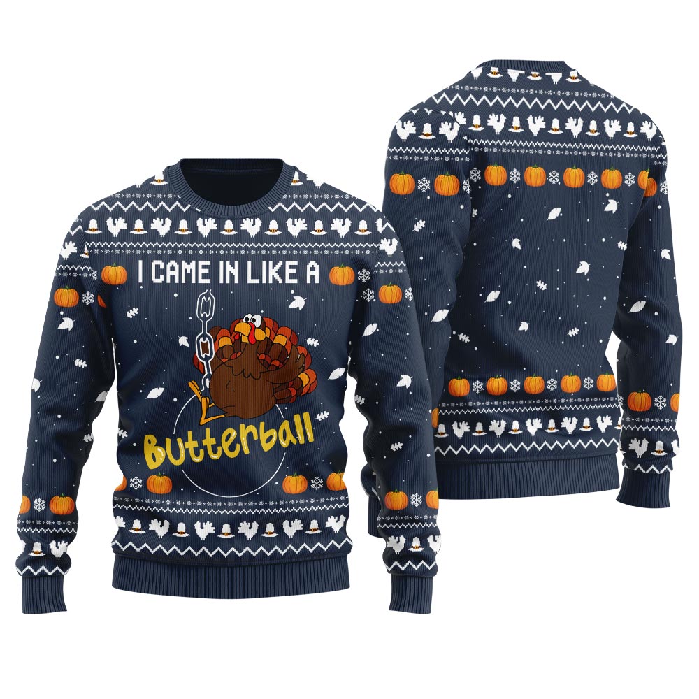 Humorous Turkey Butterball Thanksgiving Ugly Sweater For Women